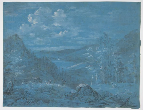 View of the Ankl-Alpe and the Schliersee by Johann Georg von Dillis, drawing, 1817