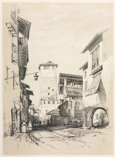 Sketches at Home and Abroad: Trento by James Duffield Harding, print, 1834