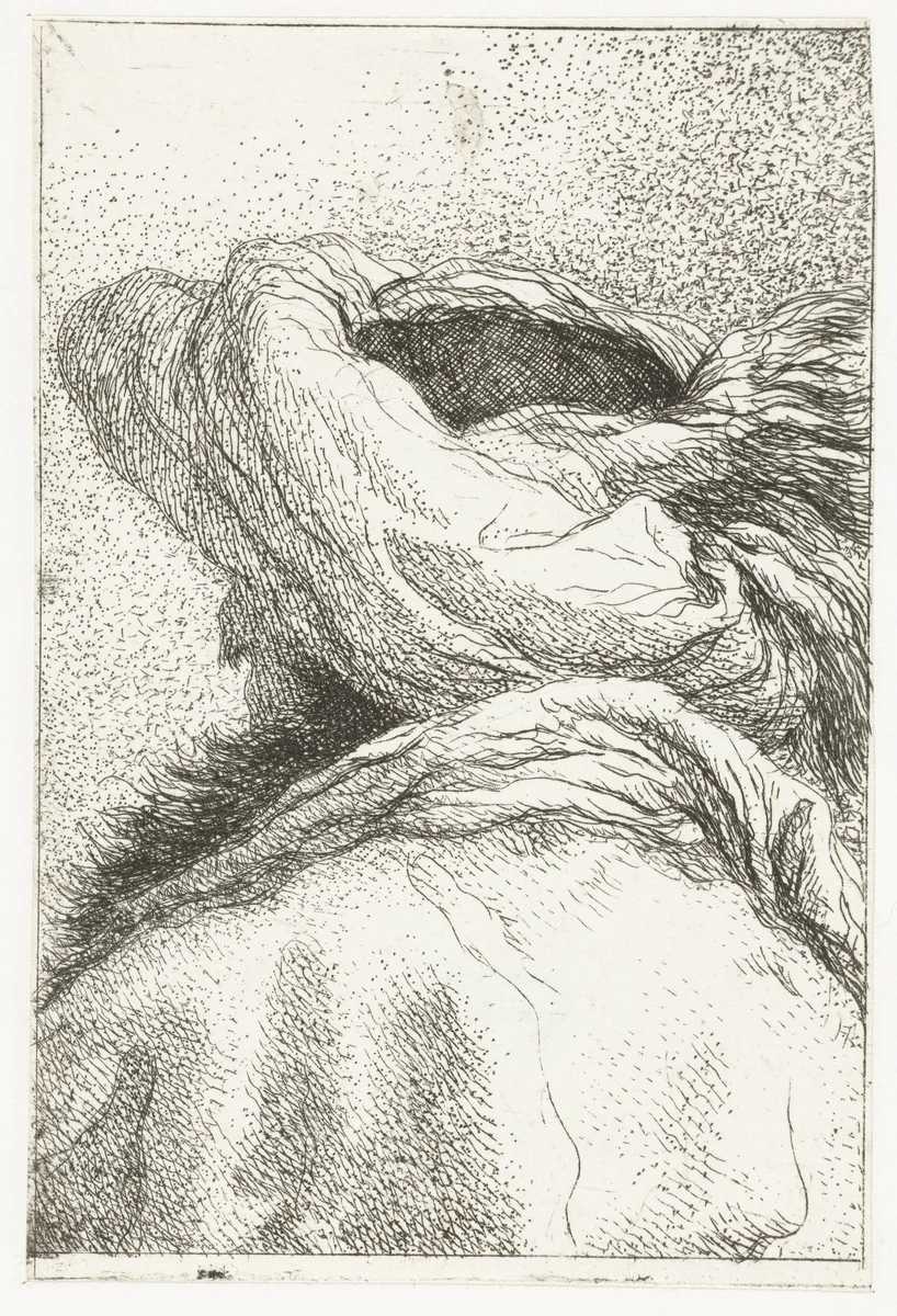 Turkse man met afgewend hoofd met tulband by Giovanni Domenico Tiepolo, print, 1771-1774