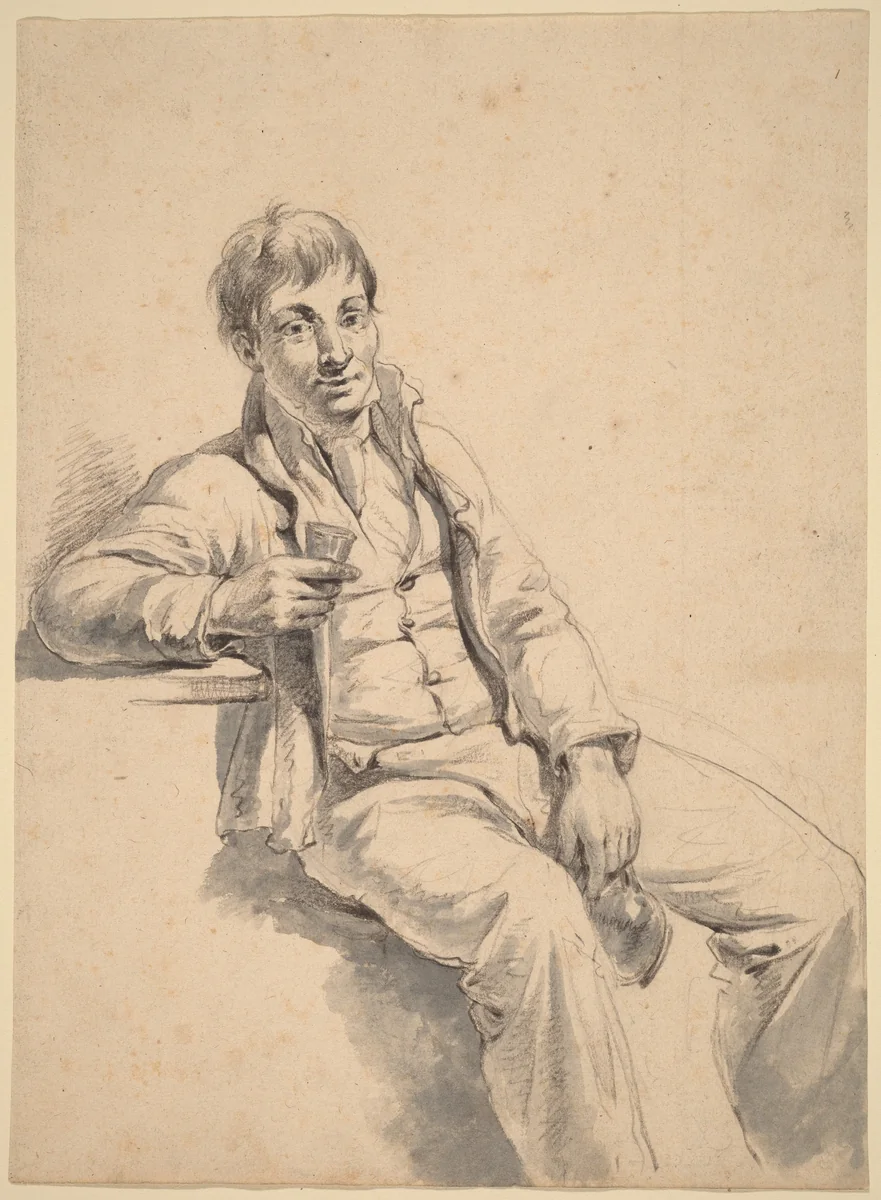 The Drinker by Charles Wesley Jarvis, drawing, 1820-1830