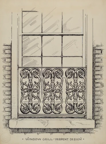 Cast Iron Window Grill by Thomas Byrne, index of american design, 1936