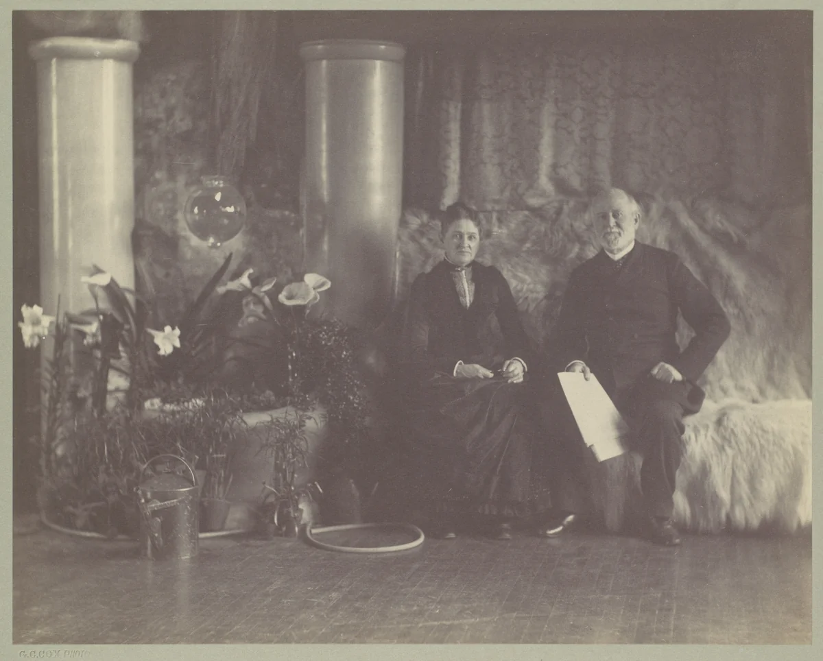 Mr. and Mrs. Charles E. Tiffany in Louis C. Tiffany's Studio by George Collins Cox, photograph, 1888-1892