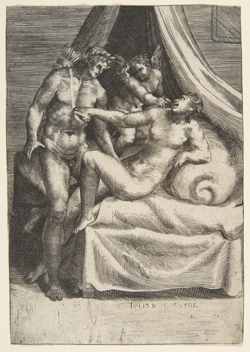 Apollo and Daphne, from "The Loves of the Gods" by Giulio Bonasone, print, 1526-1536
