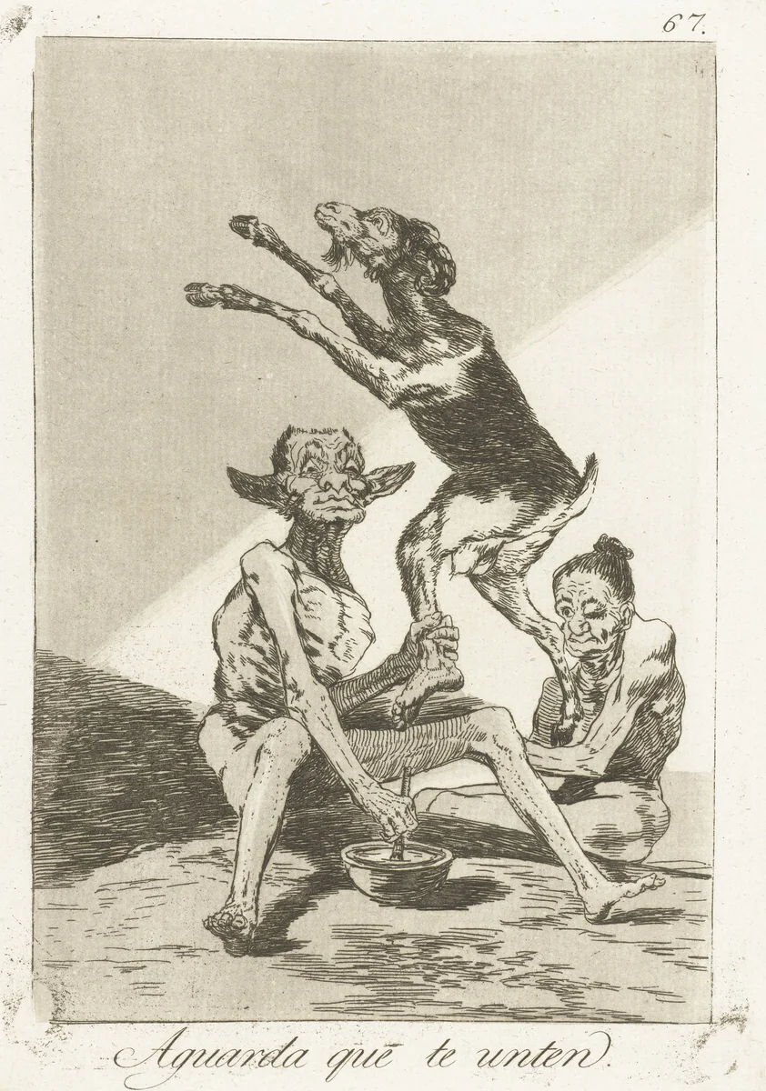 Wacht tot je gezalfd bent by Francisco de Goya, print, 1797-1799