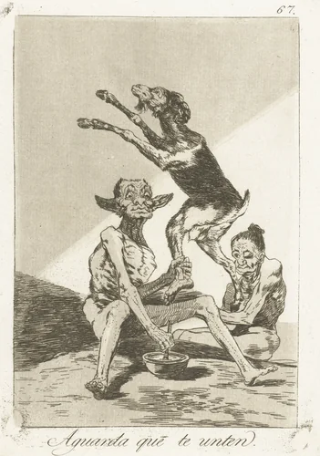 Wacht tot je gezalfd bent by Francisco de Goya, print, 1797-1799