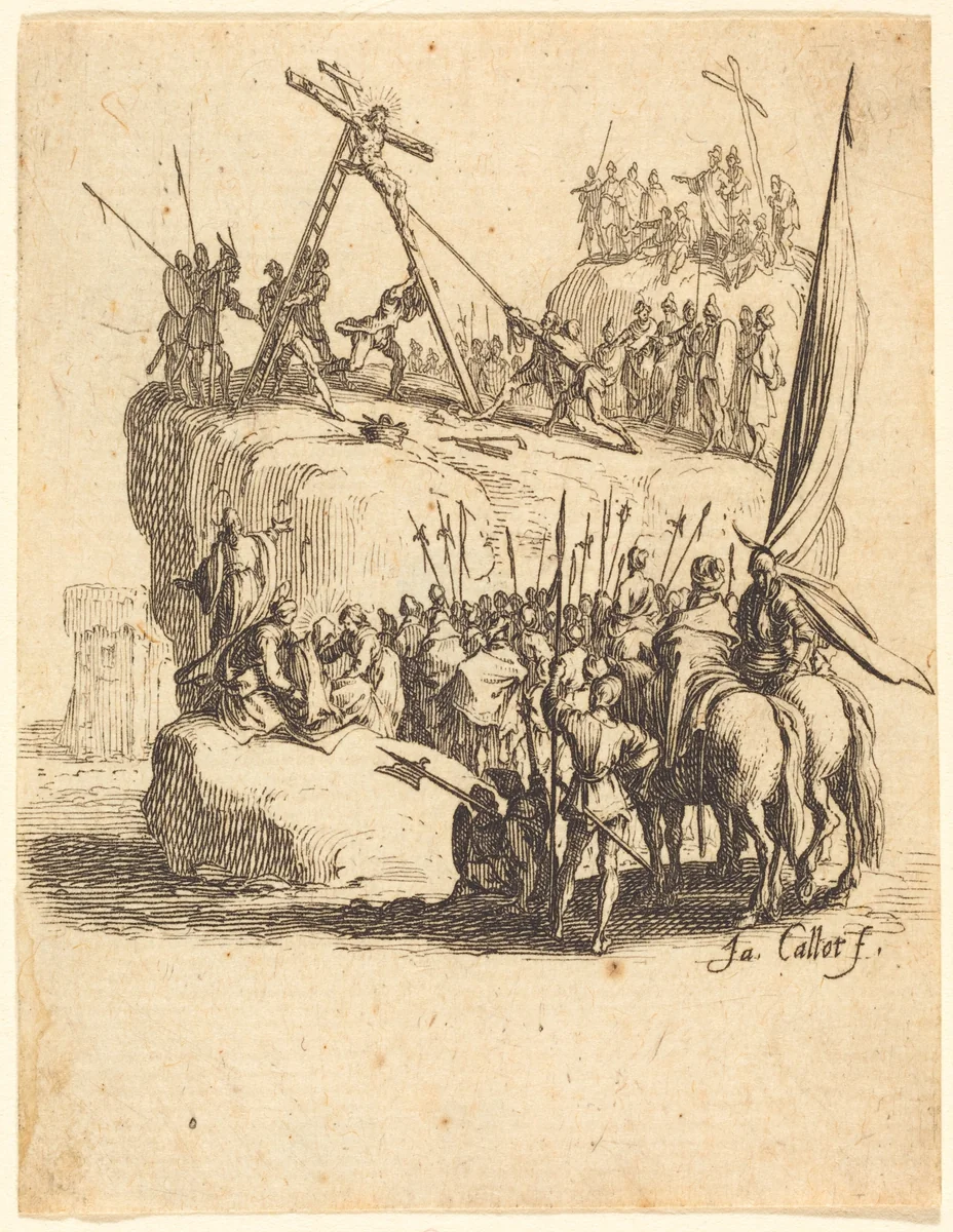 Raising of the Cross by Jacques Callot, print, 1624-1625