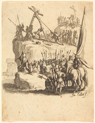 Raising of the Cross by Jacques Callot, print, 1624-1625
