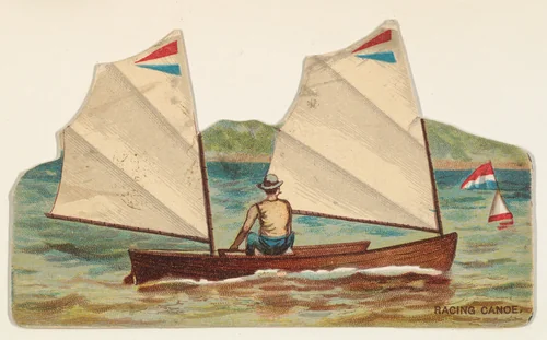 Racing Canoe, from the Types of Vessels series (N139) issued by Duke Sons & Co. to promote Honest Long Cut Tobacco by W. Duke, Sons & Co., print, 1889