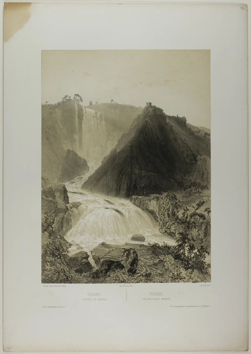 Terni: Marble Falls, plate twenty from Italie Monumentale et Pittoresque by Nicolas Chapuy, print, 1843-1853