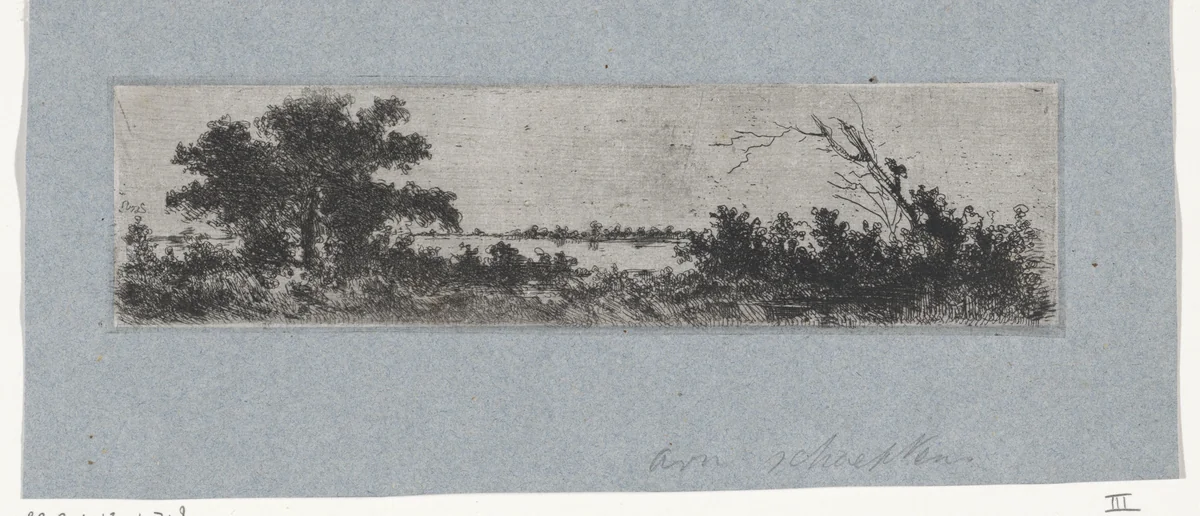 Waterrijk landschap by Arnoud Schaepkens, print, 1831-1904