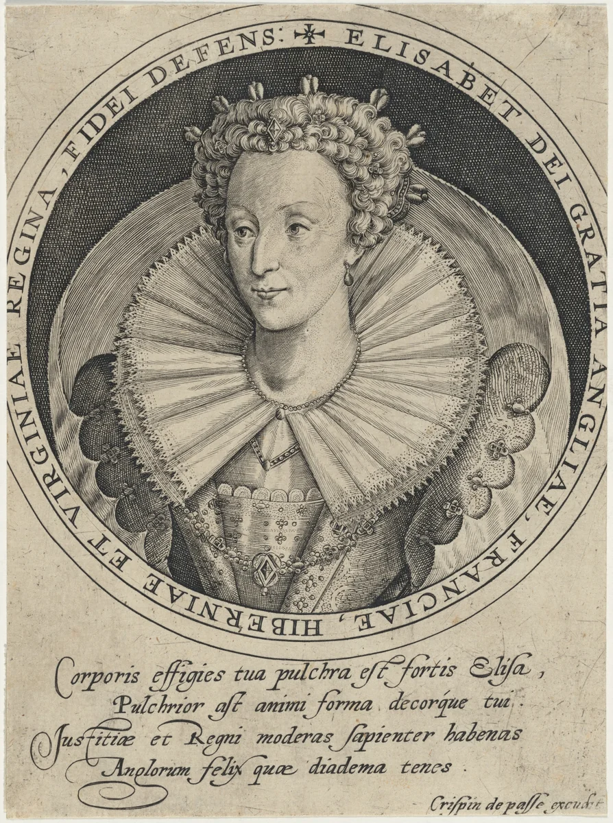 Elizabeth, Queen of England by Crispijn van de Passe I, print, 1565-1637