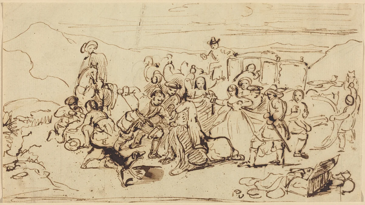 The Murder of Archbishop Sharpe by William Allan, drawing, 1820-1821