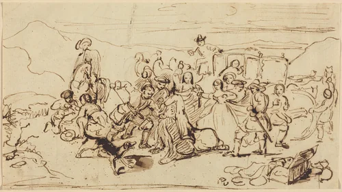 The Murder of Archbishop Sharpe by William Allan, drawing, 1820-1821