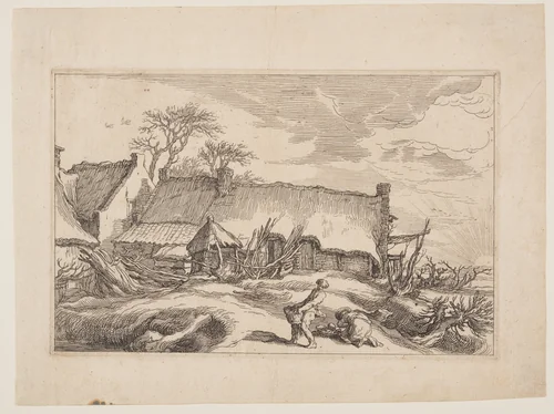 Plate 4, from Landscapes with Farmhouses by Boëtius Adamsz. Bolswert, print, 1614