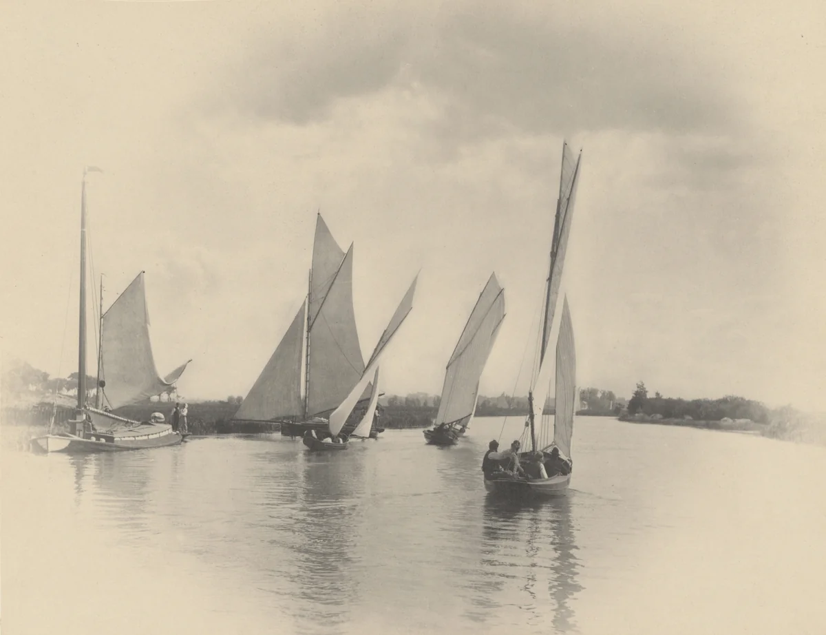 A Sailing Match at Horning by Peter Henry Emerson, photograph, 1885