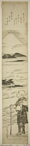Priest Saigyo Contemplating Mount Fuji by Kitao Shigemasa (北尾重政), print, 1770-1779