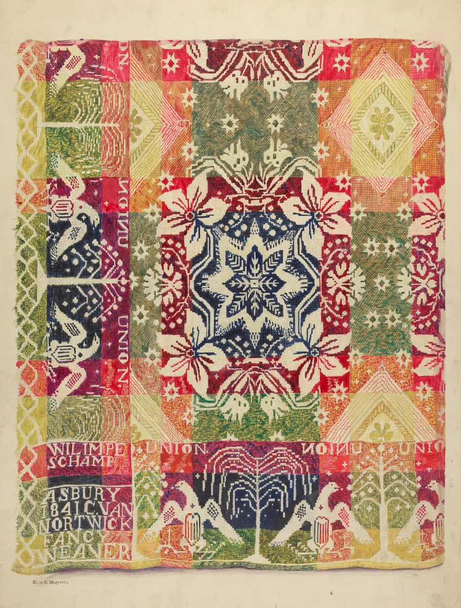 Double Faced Blanket by Edith Magnette, index of american design, 1935-1942