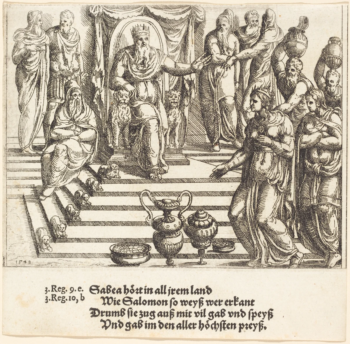 Queen of Sheba's Visit to Solomon by Augustin Hirschvogel, print, 1548