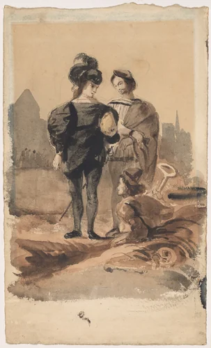 Hamlet and Horatio in the Graveyard by Eugène Delacroix, drawing, 1827-1828