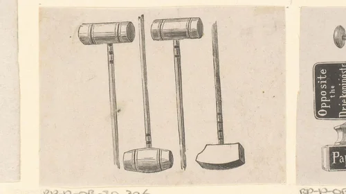 Vier verschillende hamers by Isaac Weissenbruch, print, 1836-1912
