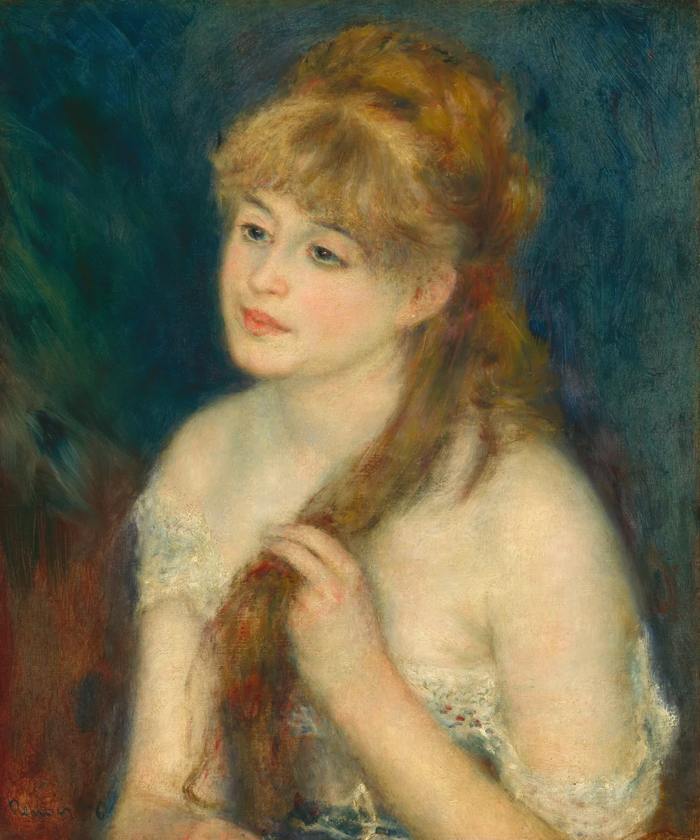 Young Woman Braiding Her Hair by Auguste Renoir, painting, 1876