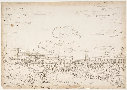 Padua from the East, with San Francesco and the Salone by Bernardo Bellotto, drawing, 1721-1780