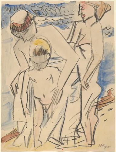 Bathers by Max Pechstein, drawing, 1920