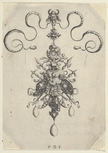 Vertical Panel with Design for a Pendant, from "Omnis Generis Instrumenta Bellica" by Paul Birckenhultz, print, 1595-1605