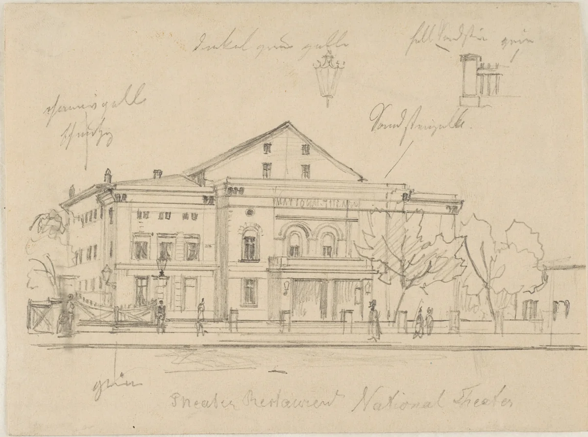 Study of the Nationaltheater, Berlin by Eduard Gaertner, drawing, 1821-1877