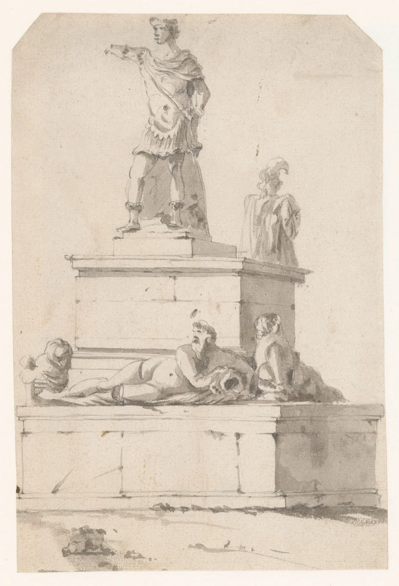 Standbeeld van een Romein by anonymous, drawing, 1600-1699