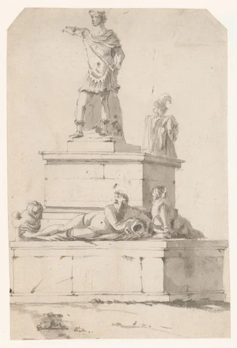 Standbeeld van een Romein by anonymous, drawing, 1600-1699