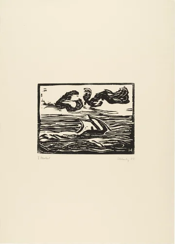 Sailboat (Segelboot) from the portfolio Brücke 1908 by Erich Heckel, print, 1907