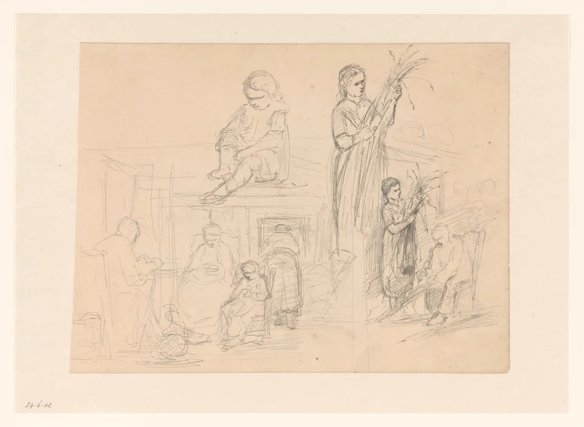 Boerenhuis te Anrath by Lambert Doomer, drawing, 1634-1700