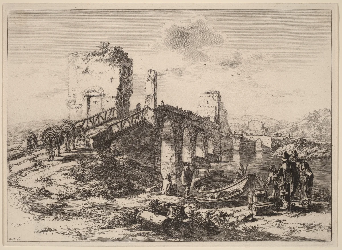 The Ponte Molle by Jan Both, print, 1615-1652