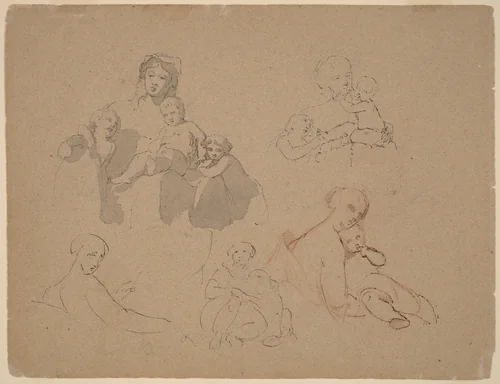 Studies: Major Thomas Biddle and Thomas Wilcocks Sully by Thomas Sully, drawing, 1820