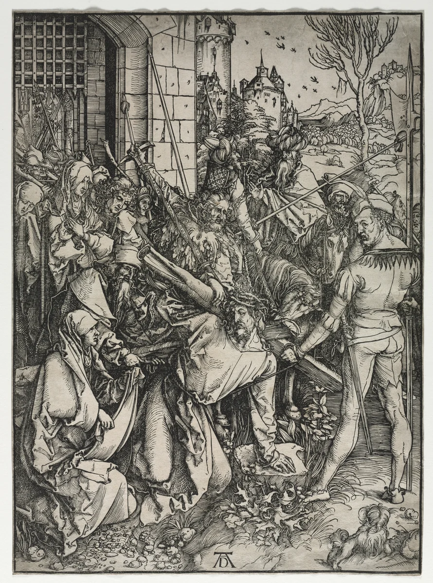 The Great Passion: Christ Bearing the Cross by Albrecht Dürer, print, 1497-1510