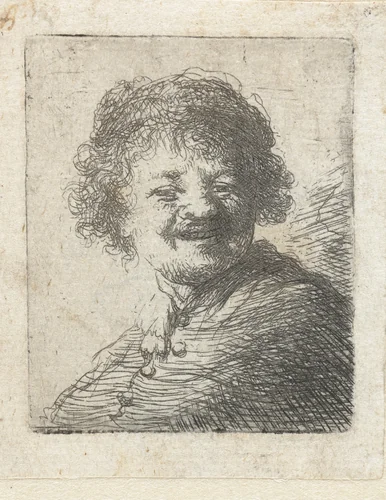 Self-portrait in a cap: laughing by anonymous, print, 1630