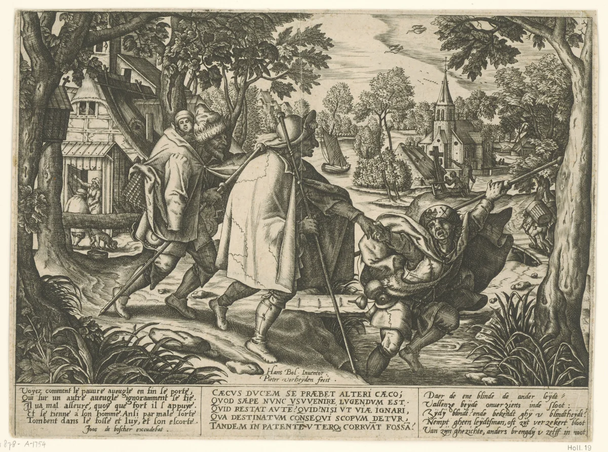 Parabel van de twee blinden by Unknown, print, 1561