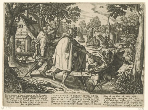 Parabel van de twee blinden by Unknown, print, 1561