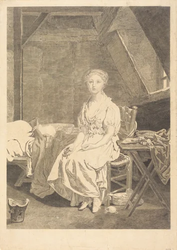 La vertu chancelante by Jean Massard; Jean-Baptiste Greuze, print, 1740-1822