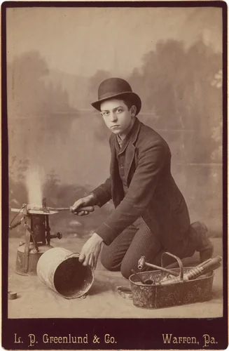 Portrait of a Tinsmith by L. P. Greenlund & Co., photograph, 1880-1889