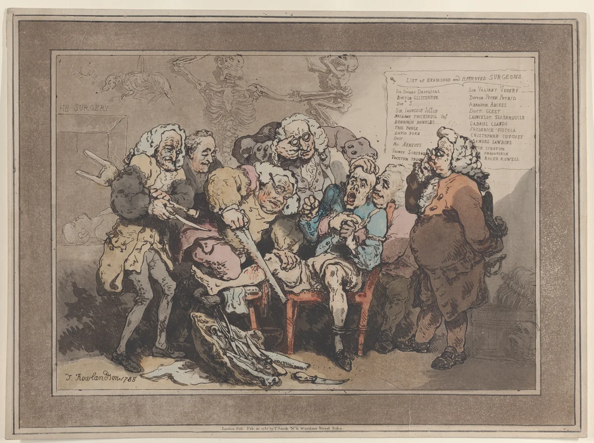 Amputation by Thomas Rowlandson, print, 1785