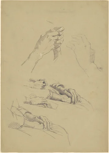 Studies of Hands [recto] by Enoch Wood Perry, Jr., drawing, 1870-1890