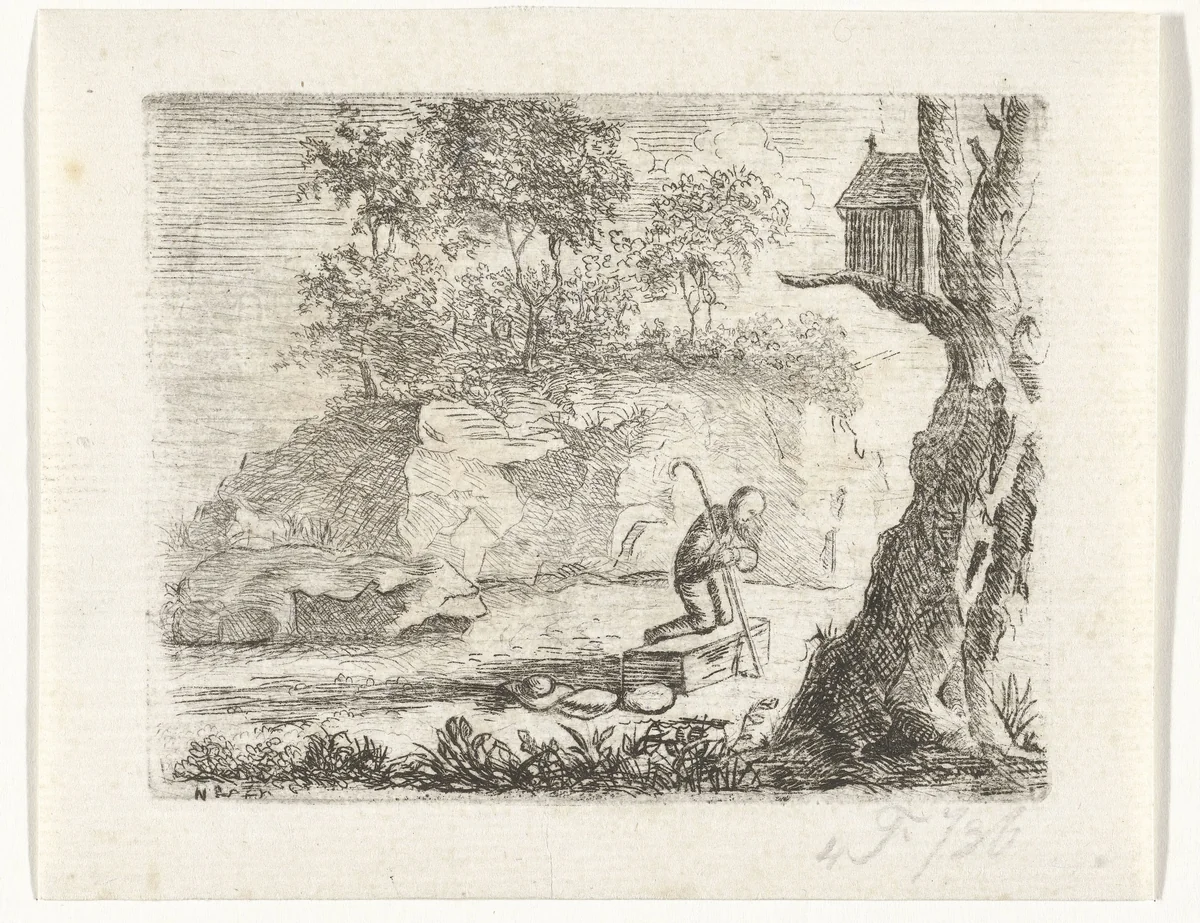 Biddende pelgrim by Reinierus Albertus Ludovicus van Isendoorn à Blois, print, 1796-1856