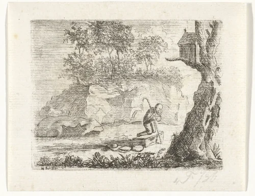 Biddende pelgrim by Reinierus Albertus Ludovicus van Isendoorn à Blois, print, 1796-1856