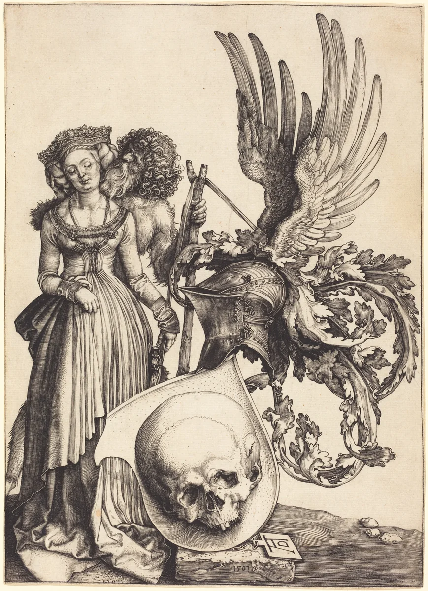 Coat of Arms with a Skull by Albrecht Dürer, print, 1503