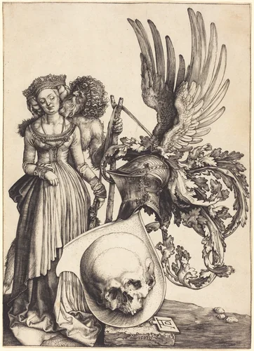 Coat of Arms with a Skull by Albrecht Dürer, print, 1503