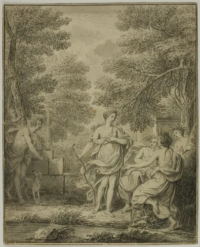 Diana and Actaeon by Jean Jacques de Boissieu, drawing, 1756-1810