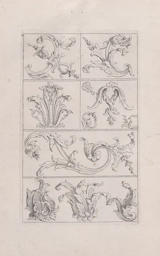 Plate 2, from "Livre Nouveau de Prinsipes D'Ornemens, tres facil. Pour apprendre a Dessigner" by Nicolas Guérard, print, 1710-1720