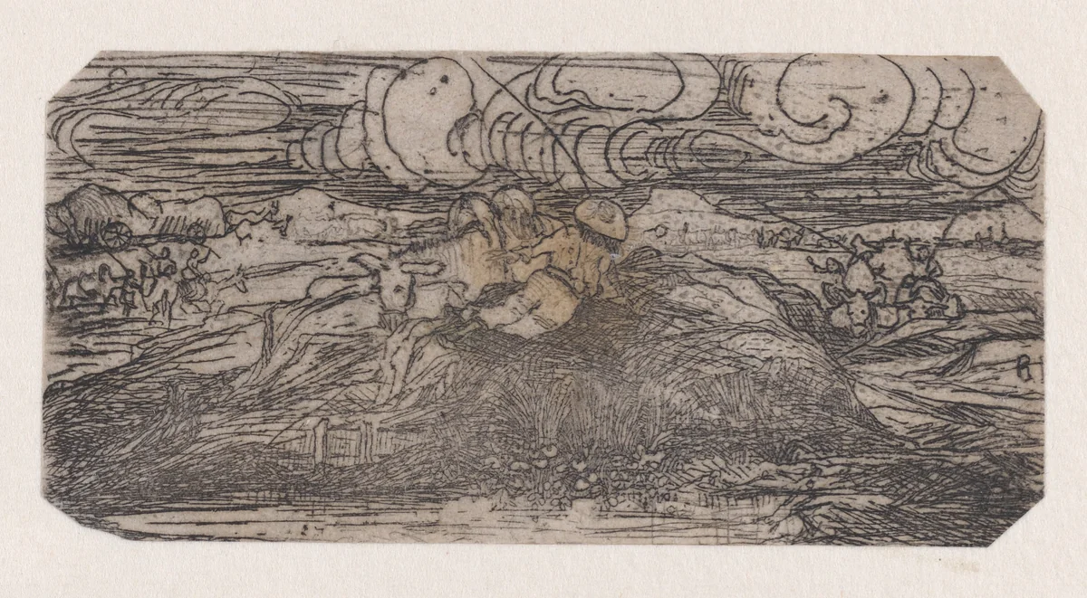 L'Homme à L'Âne (The Man with Donkey) by Rodolphe Bresdin, print, 1839-1885